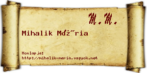 Mihalik Mária névjegykártya